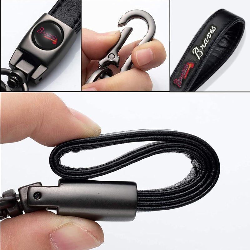 Kaleduo Leather Keychain for Baseball Fans,Car Keyring Replacement Key Fob Holder,Souvenir Gifts for Men Women - Image 2